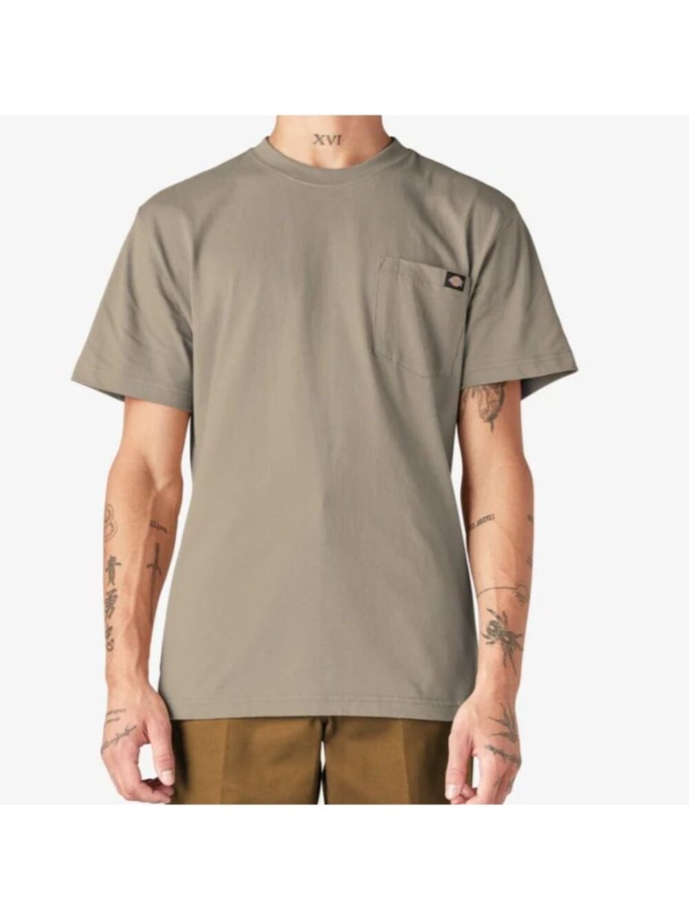 Dickies Crew Neck Pocket Tshirt Mens Mens Tan New WOT